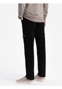 Ombre Clothing - Spodnie męskie z kieszeniami cargo i ściągaczem na dole nogawki - czarne V5 OM-PACG-0189 - XXL. Kolor: czarny. Materiał: bawełna, elastan #7