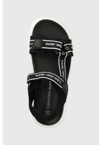 Calvin Klein Jeans sandały dziecięce kolor czarny. Zapięcie: rzepy. Kolor: czarny. Materiał: poliester #2