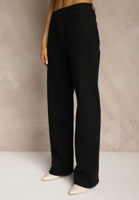 Renee - Czarne Jeansy Wide Leg High Waist z Bawełną i Domieszką Wiskozy Zozelia. Okazja: na co dzień. Stan: podwyższony. Kolekcja: plus size. Kolor: czarny. Styl: klasyczny, casual #3