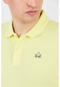La Martina - LA MARTINA Cytrynowe męskie polo z małym logo, Rozmiar M. Typ kołnierza: polo. Kolor: żółty #5