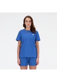 Koszulka damska New Balance WT41509BEU – niebieska. Kolor: niebieski. Materiał: bawełna. Długość rękawa: krótki rękaw. Długość: krótkie #1