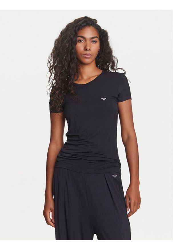 Emporio Armani Underwear T-Shirt EW000409 AF10889 UC001 Czarny Regular Fit. Kolor: czarny. Materiał: wiskoza