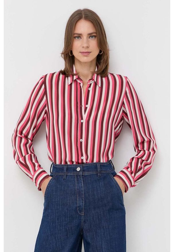 Marella koszula jedwabna regular z kołnierzykiem klasycznym. Typ kołnierza: kołnierzyk klasyczny. Materiał: jedwab. Długość rękawa: długi rękaw. Długość: długie. Styl: klasyczny