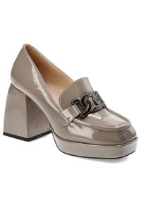 Szare Półbuty S.Barski Damskie Eleganckie Obuwie. Zapięcie: bez zapięcia. Kolor: szary. Materiał: skóra ekologiczna. Szerokość cholewki: normalna. Styl: elegancki