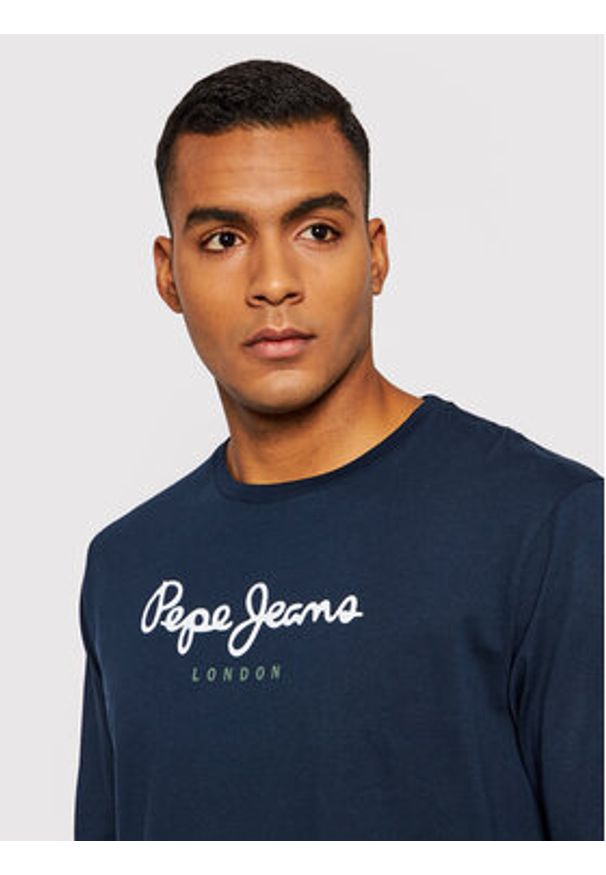 Pepe Jeans Longsleeve Eggo PM508209 Granatowy Regular Fit. Kolor: niebieski. Materiał: bawełna. Długość rękawa: długi rękaw