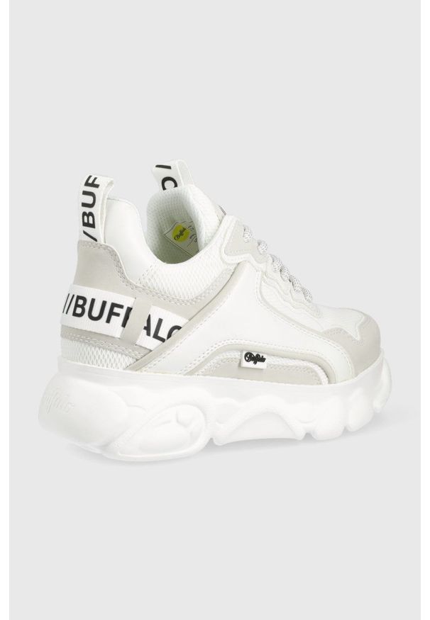 Buffalo buty Cld Chai kolor biały. Nosek buta: okrągły. Zapięcie: sznurówki. Kolor: biały. Materiał: guma. Szerokość cholewki: normalna. Obcas: na platformie