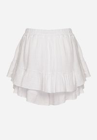 Born2be - Białe Bawełniane Spódnico-Szorty z Falbankami Turena. Okazja: na co dzień. Kolor: biały. Materiał: bawełna. Sezon: lato. Styl: elegancki, casual #7