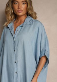 Renee - Jasnoniebieska Koszulowa Pudełkowa Sukienka z Wiskozy Milunessa. Okazja: na co dzień, na imprezę. Kolor: niebieski. Materiał: wiskoza. Typ sukienki: koszulowe. Styl: casual #4