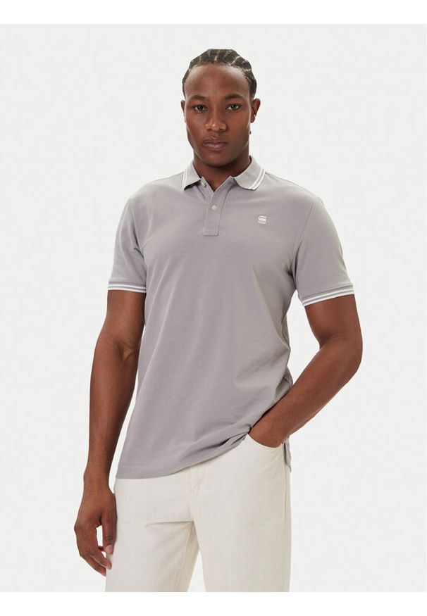 G-Star RAW - G-Star Raw Polo Dunda D17127-5864 Szary Slim Fit. Typ kołnierza: polo. Kolor: szary. Materiał: bawełna