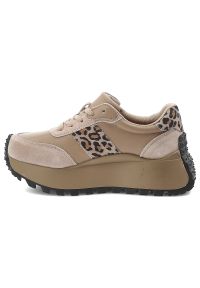 Sneakersy damskie Filippo, cholewka skóra naturalna licowa zamszowe panele sznurowanie kontrastowe wstawki z motywem zwierzęcym masywna podeszwa, beż. Zapięcie: sznurówki. Kolor: beżowy. Materiał: zamsz, skóra. Szerokość cholewki: normalna. Wzór: motyw zwierzęcy #5