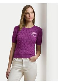 Lauren Ralph Lauren - LAUREN RALPH LAUREN Sweter 200976989002 Fioletowy Slim Fit. Kolor: fioletowy. Materiał: bawełna #5
