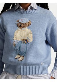 Polo Ralph Lauren Sweter 211965767001 Błękitny Relaxed Fit. Typ kołnierza: polo. Kolor: niebieski. Materiał: bawełna
