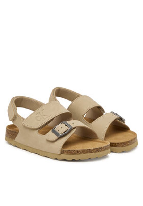 Calvin Klein Sandały Velcro V3X2-83328-0315 D Beżowy. Kolor: beżowy. Materiał: skóra