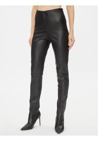 Bruuns Bazaar Spodnie z imitacji skóry Christa BBW3601 Czarny Slim Fit. Kolor: czarny. Materiał: skóra