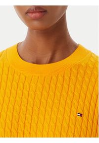 TOMMY HILFIGER - Tommy Hilfiger Sweter Fine WW0WW44993 Pomarańczowy Regular Fit. Kolor: pomarańczowy. Materiał: bawełna #3