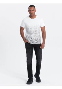 Ombre Clothing - T-shirt męski bawełniany z gradientowym nadrukiem - biały V1 OM-TSPT-22SS-001 - XXL. Kolor: biały. Materiał: bawełna. Wzór: nadruk, gradientowy. Styl: klasyczny #4