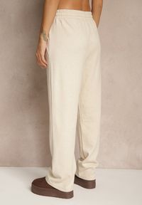 Renee - Jasnobeżowe Spodnie High Waist z Gumką i Troczkami w Pasie Rallena. Okazja: na co dzień. Stan: podwyższony. Kolor: beżowy. Styl: casual #4