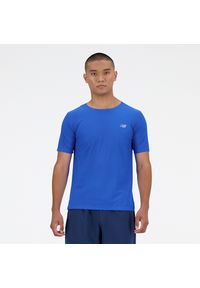 Koszulka męska New Balance MT41281BUL – niebieska. Kolor: niebieski. Materiał: poliester, materiał. Sezon: lato. Sport: fitness