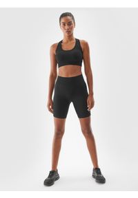 4f - 4F Legginsy kolarki treningowe damskie - czarne M/L. Stan: podwyższony. Kolor: czarny. Materiał: dzianina, włókno, syntetyk, materiał, elastan. Długość: krótkie. Wzór: jednolity. Sport: fitness