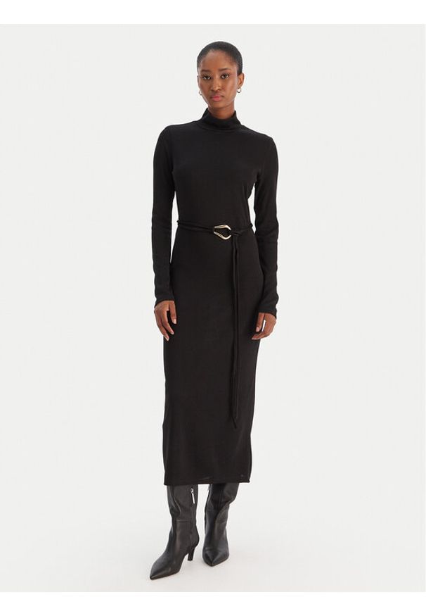 Vero Moda Sukienka dzianinowa Louisa 10336207 Czarny Loose Fit. Kolor: czarny. Materiał: syntetyk