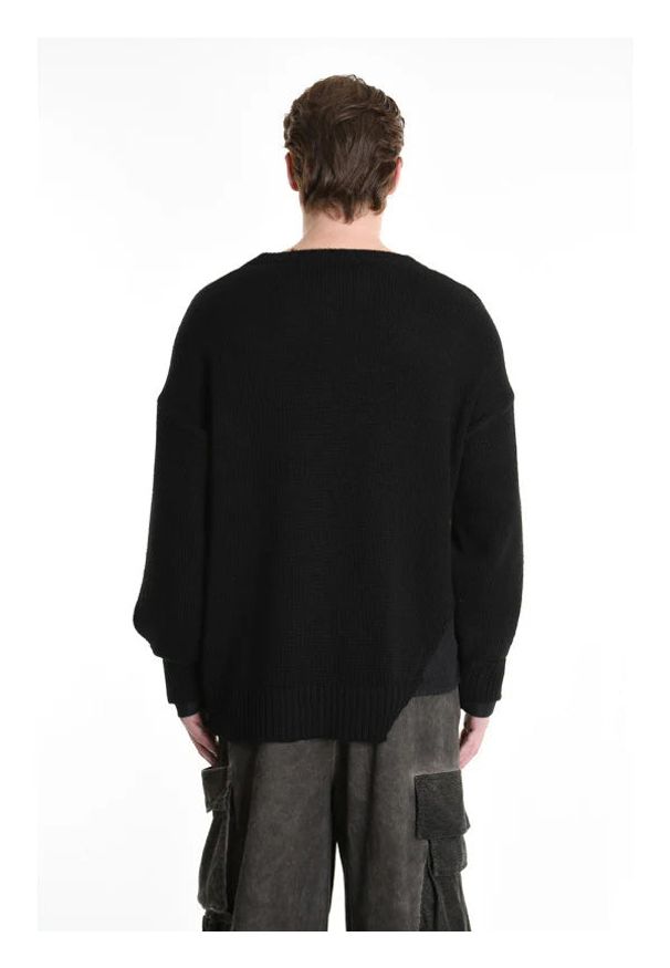 La Haine Inside Us Sweter | 3K M1111 | Mężczyzna | Czarny. Okazja: na co dzień. Kolor: czarny. Materiał: wełna, wiskoza, akryl. Sezon: lato. Styl: casual, elegancki