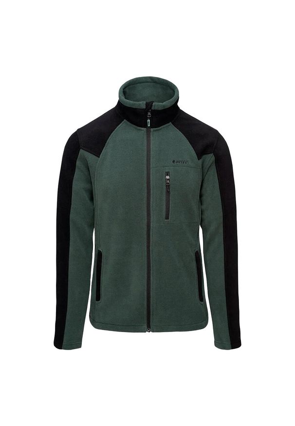 Hi-tec - Męska Bluza Polarowa Monar. Kolor: czarny, wielokolorowy, zielony. Materiał: polar. Sezon: zima. Sport: turystyka piesza