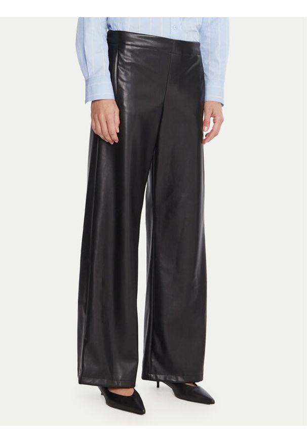 Marella Spodnie z imitacji skóry Anello 2525786062 Czarny Wide Leg. Kolor: czarny. Materiał: skóra