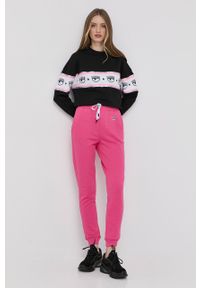 Chiara Ferragni bluza bawełniana Maxilogomania damska kolor czarny z nadrukiem. Kolor: czarny. Materiał: bawełna. Długość rękawa: długi rękaw. Długość: długie. Wzór: nadruk #1