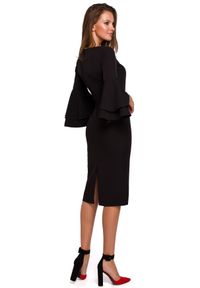 Makover - Elegancka sukienka midi z rękawami z falbanami. Typ sukienki: ołówkowe. Styl: elegancki. Długość: midi #3