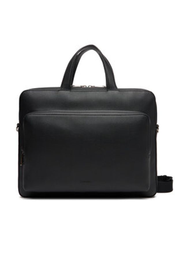 Calvin Klein Torba na laptopa Micro Pebble Slim Briefcase 36 LV04D3012G Czarny. Kolor: czarny. Materiał: skóra