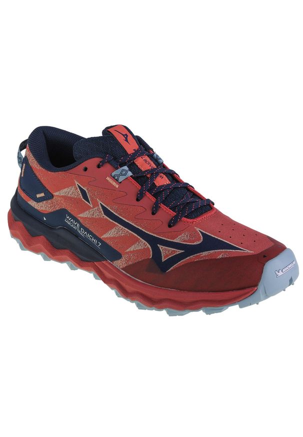 Buty do biegania męskie Mizuno Wave Daichi 7. Zapięcie: sznurówki. Kolor: pomarańczowy. Materiał: materiał, syntetyk. Szerokość cholewki: normalna. Model: Mizuno Wave