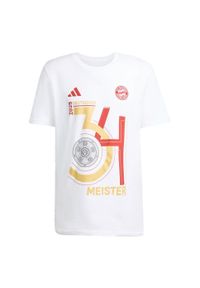 Adidas - Męska koszulka FCB Championship Winner. Kolor: biały. Materiał: dzianina. Sport: piłka nożna