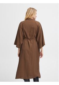 Fransa Sukienka koszulowa 20612435 Brązowy Relaxed Fit. Kolor: brązowy. Materiał: wiskoza. Typ sukienki: koszulowe
