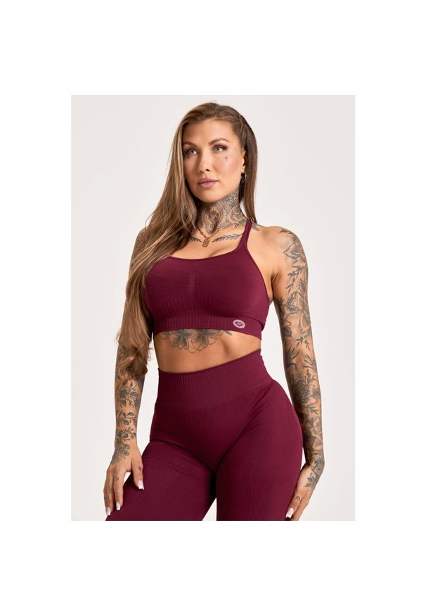 GYM GLAMOUR - Stanik fitness cardio damski Gym Glamour push up 2.0. Kolor: czerwony. Rodzaj stanika: push-up. Sport: fitness