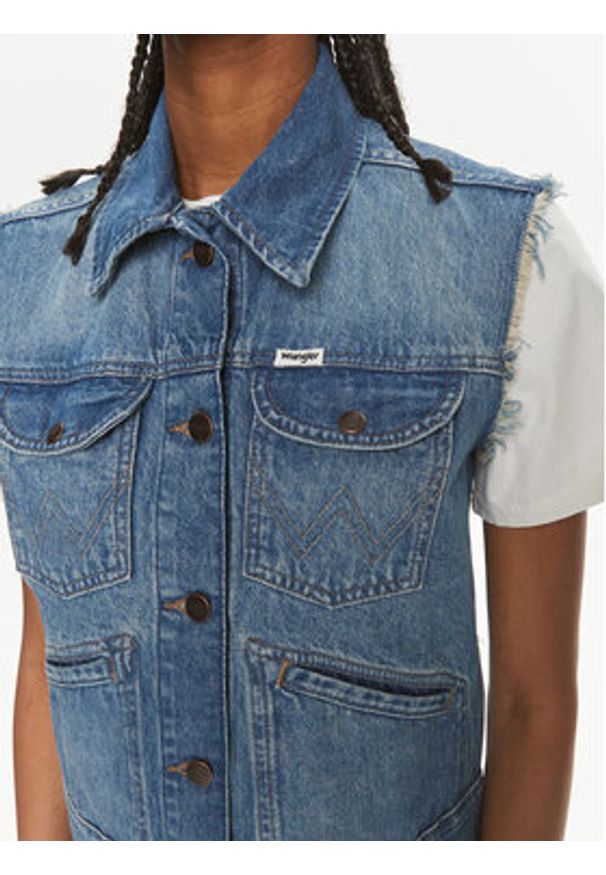 Wrangler Kamizelka 112350356 Niebieski Slim Fit. Kolor: niebieski. Materiał: bawełna