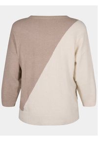 Zizzi Sweter M61187D Beżowy Regular Fit. Kolor: beżowy. Materiał: syntetyk #7