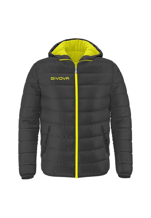 Kurtka sportowa Givova Olanda 2XL unisex z kapturem.. Typ kołnierza: kaptur. Kolor: szary, niebieski, wielokolorowy. Materiał: puch. Sport: turystyka piesza