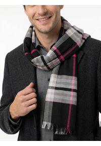 Lekki Przejściowy Szalik - V. Fraas - Czerń, Krata. Materiał: poliester. Sezon: jesień, wiosna, lato #4