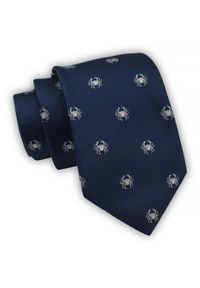 Krawat Alties (7 cm) - Znaki Zodiaku: RAK. Kolor: niebieski. Materiał: tkanina. Styl: elegancki, wizytowy #1