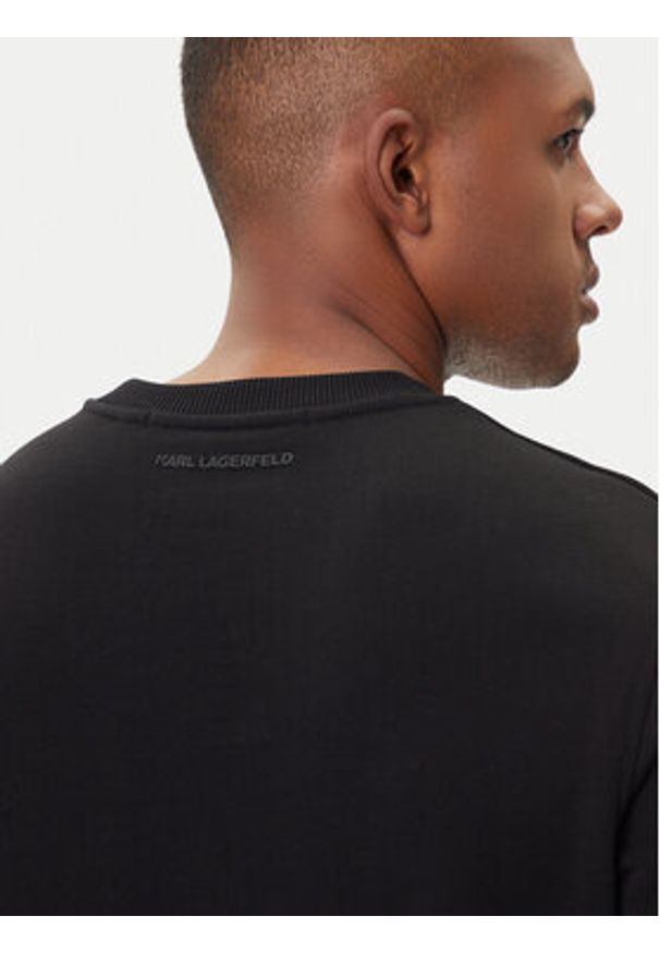 Karl Lagerfeld - KARL LAGERFELD Bluza 705031 554906 Czarny Regular Fit. Typ kołnierza: dekolt w karo. Kolor: czarny. Materiał: bawełna