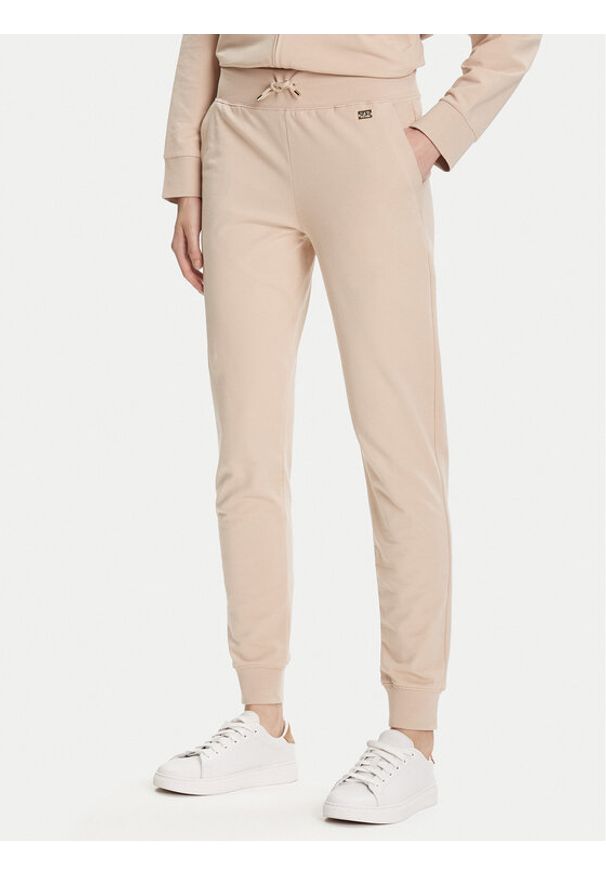 EA7 Emporio Armani Spodnie dresowe 7W000461 AF13135 U1046 Beżowy Regular Fit. Kolor: beżowy. Materiał: bawełna