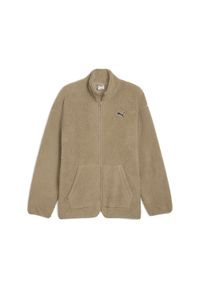 Puma - Męska rozpinana bluza typu sherpa Essentials Elevated na zimę o luźnym kroju. Kolor: beżowy. Sezon: zima. Sport: bieganie