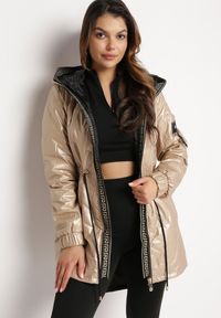 Born2be - Złota Kurtka Pikowana Bemius. Kolor: złoty. Materiał: wełna, materiał. Długość: długie #5