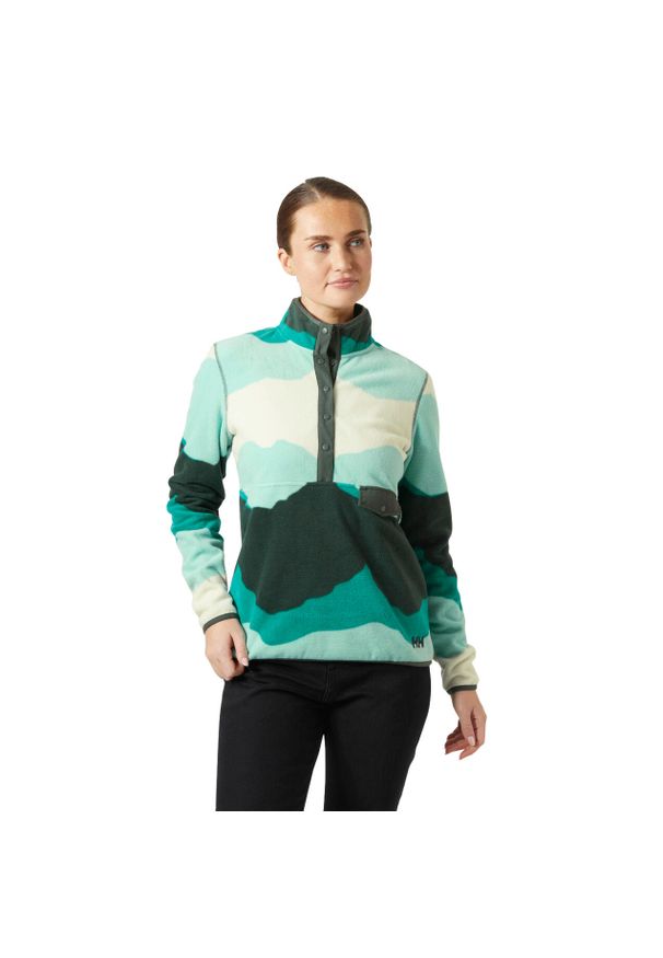 Damska bluza dresowa Helly Hansen Maridalen. Kolor: niebieski. Materiał: dresówka. Wzór: nadruk. Sport: turystyka piesza