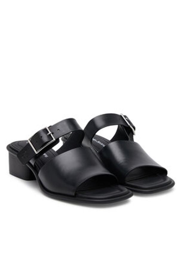 Calvin Klein Jeans Klapki Heel Square Mg Buckle Lth YW0YW01701 Czarny. Kolor: czarny. Materiał: skóra