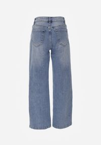 Renee - Niebieskie Casualowe Jeansy Wide Leg High Waist z Bawełną Sulaer. Okazja: na co dzień. Stan: podwyższony. Kolor: niebieski. Długość: długie. Wzór: gładki. Styl: casual #4