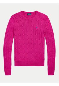 Polo Ralph Lauren Sweter 211891640025 Różowy Slim Fit. Typ kołnierza: polo. Kolor: różowy. Materiał: bawełna