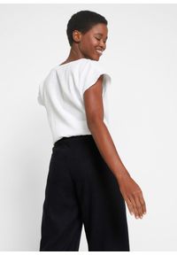 bonprix - Spodnie palazzo z lekkiego materiału z lnu i wiskozy. Kolor: czarny. Materiał: wiskoza, len, materiał #2