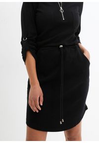 bonprix - Sukienka shirtowa z ciężkiej bawełny. Kolor: czarny. Materiał: bawełna