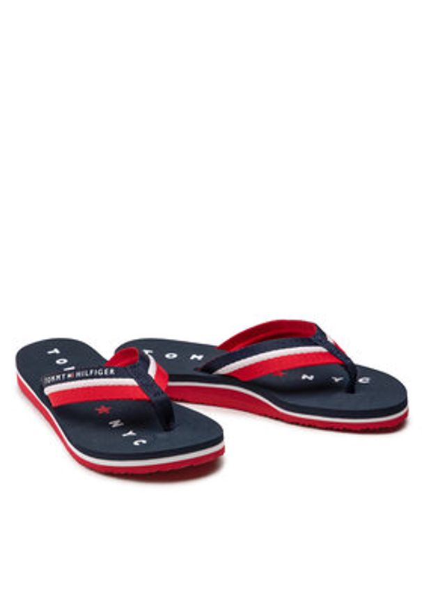 TOMMY HILFIGER - Tommy Hilfiger Japonki Tommy Loves Ny Beach Sandal FW0FW02370 Granatowy. Kolor: niebieski. Materiał: materiał